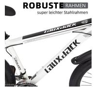 VTT semi-rigide 26 pouces mixte, 21 vitesses Shimano Tourney, cadre en acier, fourche suspendue, blanc