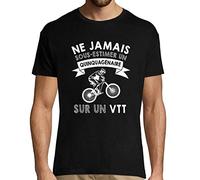 VTT | T-Shirt ne jamais sous-estimer Un Quinquagénaire | Collection Tee Shirt Passion Sport Activité Association pour Homme cinquantenaire XXL