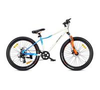 VTT Vélo tout terrain - Verdant CALIX - Roues 26"" - 10 à 14 ans - amortisseur, freins à disque, 7 vitesses - Blanc-Bleu-Orange