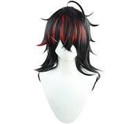 VTuber Hoive Vox Akuma Perruque de cosplay Noir mélangé Rouge Cheveux synthétiques résistants à la chaleur pour Halloween Costume Carnaval + perruque