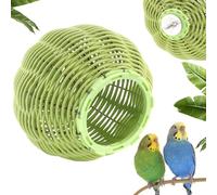 VTurboWay Nid d'oiseau en rotin résistant à la mastication avec cadre en acier pour perroquet, petit oiseau, inséparable, canari, perruche (vert)