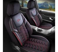 VTVauto Housses de siège Berlin Noir et Rouge, Similicuir/Tissu | compatibles avec Chrysler (300C, 300M, Neon)