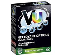Vu - Nettoyant Optique Multi-Usage - Lunettes - Ecrans - Tous Types de Verres - Ultra Dégraissant - Anti-trace - Sans Rayures - Verres Impeccables - Texture Douce - Respect des Verres - 20 Lingettes