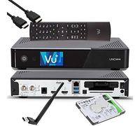VU+ UNO 4K SE UHD HDR DVB-S2 FBC Sat Twin Tuner Récepteur E2 Linux, Youtube, récepteur de Disque Dur, CI + Lecteur de Carte, Lecteur média, USB 3.0, EasyMouse HDMI, et Disque Dur 1To, WiFi 150Mbit