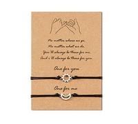 VU100 2 PCS Bracelet soleil et luneTissé Amitié Bracelet Assorti, Filles Hommes Femme Famille Bracelet Meilleur Ami Mère Fille, Bijoux Cadeaux La Saint-Valentin