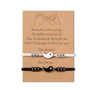 VU100 2 PCS Yin Yang Tai Chi Bracelet, Assorti Couples Tissé D'amitié Réglable, Partenaires Meilleur Ami Femmes Hommes