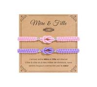 VU100 2 Pièces Cadeau pour Mère et Fille Bracelet Cadeau Maman Fille Retour à l'ecole Rentrée Scolaire 2025 Anniversaire Noël pour Maman Filles
