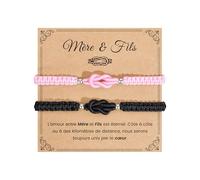 VU100 2 Pièces Cadeau pour Mère et Fils Bracelet Cadeau Maman Fils Garçon Retour à l'ecole Rentrée Scolaire 2025 Anniversaire Noël pour Maman Garçon