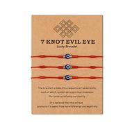 VU100 3 PCS Mauvais Œil 7 Noeud Bracelet Evil Eye, Turquie Protéger Amitié Tissé, Femmes Hommes Famille Ami Parents, Amulette Bonne Chance Charme Bijoux Cadeau Rouge