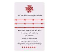 VU100 3 Pièces Bracelet Rouge Bracelet Porte Bonheur Femme Homme Bracelet 7 Noeuds Kabbale Porte-Bonheur Noël Anniversaire Cadeaux pour Couples Famille Amis Hommes Femmes