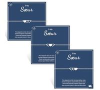 VU100 3Pcs Bracelets pour Sœurs Cadeaux pour Sœurs Bracelets en acier inoxydable en forme de cœur Cadeaux Anniversaire Noël pour Meilleures Amies