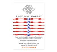 VU100 6 Pièces Bracelet Fil Rouge Porte Bonheur - Mauvais Oeil avec 7 Noeuds Oeil Turc Kabbale pour Femme Homme - Cadeaux pour Couples Famille Amis