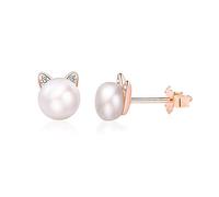 VU100 Boucles d'oreilles Chat pour Filles Femmes Perle Chat Bijoux