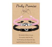 VU100 Bracelet Couple Amoureux Cadeau pour Couple Bracelet pour Homme Femme Cadeau de Saint Valentin pour Lui et Elle Cadeau Anniversaire pour Petite Amie Petit Ami Mari Epouse Famille (Noir+Rose)
