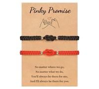 VU100 Bracelet Couple Cadeau pour Amoureux - Homme Femme Amulette Kabbale - Anniversaire pour Petite Amie Petit Ami Mari Epouse Famille Amis (Noir + Rouge)