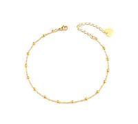 VU100 Bracelet de Cheville pour Femme Fille avec Chaîne réglable perles en Acier Titane, Bijoux Cadeau, Or