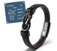 VU100 Bracelet en Cuir pour Homme - Cadeau Saint Valentin, Anniversaire ou Noël pour Petit Ami, Mari ou Fiancé