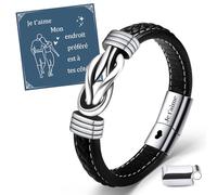 VU100 Cadeau pour Homme Bracelet Anniversaire pour Petit Ami Mari Idee Cadeau Homme Original Saint Valentin pour Lui Bracelets en Cuir Noël pour Petit Ami Mari Fiancé