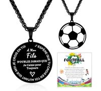 VU100 Collier pour Fils Cadeau pour Fils Collier de Football pour Garçon Cadeau pour Fils par Maman Papa Anniversaire de Noël pour Garçon