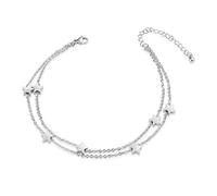 VU100 Etoiles Bracelet de Cheville pour Femme Fille Bijoux en Acier inoxydable Chaîne De Cheville Argent