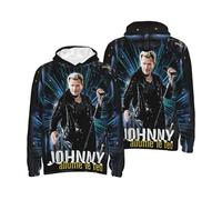 VUBCFIUSO Hallyday Rock Singer Johnny Sweat à Capuche Homme - Hoodie Rock Légende Française, Pull Fan Musique, Sweatshirt Casual Streetwear, Tenue Concert, Cadeau Fan Large