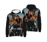 VUBCFIUSO Hallyday Rock Singer Johnny Sweat à Capuche Homme - Hoodie Rock Légende Française, Pull Fan Musique, Sweatshirt Casual Streetwear, Tenue Concert, Cadeau Fan X-Large