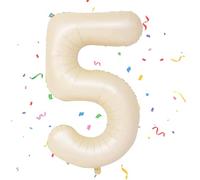 VUCDXOP Ballon Chiffre 5 - 40 Pouces Crème Gonflable pour Anniversaire, Décoration de Mariage - Hélium