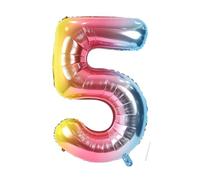 VUCDXOP Ballon Chiffre 5 - 40 Pouces Numéro Gonflable Arc-en-Ciel Avec Licorne - Pour Anniversaire, Hélium