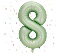 VUCDXOP Ballon Chiffre 8 40 Pouces - Vert Olive, Gonflable, Hélium - Décoration d'Anniversaire et de Mariage