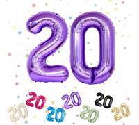 VUCDXOP Ballons en hélium en forme de chiffre 20 violets, lot de 3, ballons en feuille de 101 cm, décorations pour anniversaire de 20 ans, remise de diplôme, mariage, anniversaire de mariage
