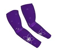 VUCEMI Manches de bras imprimées à fleurs violettes pour homme et femme - Protection UV - Manches rafraîchissantes pour tatouage, blanc, taille unique