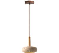 VUCICA Wabi-Sabi Lampe à Suspension en travertin avec Abat-Jour en Pierre Naturelle, Mini Suspension for îlot de Cuisine, Salle à Manger, travertin Jaune