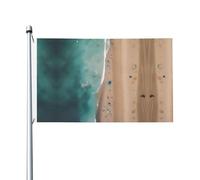 Vue aérienne de la plage - Drapeau double face - 0,9 x 1,5 m - Convient pour une utilisation en intérieur et en extérieur - Festif/événement/décoration d'intérieur (sans poteau)