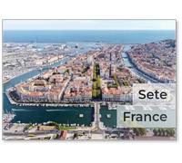 Vue Aérienne de la Vieille Ville Centre-Ville de Sète dans le Sud de la France - Deux îles Urbanisées Entourées d'Anciens Canaux Entre la Mer Méditerranée et l'étang de Thau, Aimant de Réfrigérateur