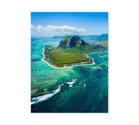 Vue aérienne impressionnante du Panorama insulaire et de la Cascade sous-Marine de Maurice，1000 Pièces Puzzle Artisanat Cadeau Classique Jouet en Bois Cadeau Unique Décoration Intérieure-J95