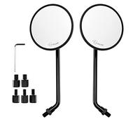 Vue arrière latérale E-Mark 1 Paire 8mm 10mm Chrome/Noir Moto Scooter Rétroviseurs Rond Miroir pour H-Onda CB 350 450 550 600 650 750 900(Nero)