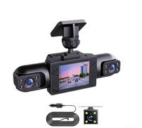Vue complète à 360° pour caméra embarquée 4K UHD 1080p lentille latérale et | Caméras avant 4K et latérales 1080p, écran IPS de 8 cm, détection de mouvement, enregistrement de cycle
