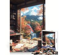 Vue d'automne Depuis la bibliothèque Paysage Japonais Puzzle de 1000 pièces pour Adolescents Entraînement de la réflexion Détente et Loisirs Cadeau d'anniversaire (38x26cm)