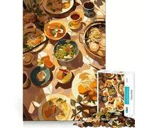 Vue de Dessus d'une Table avec de la Nourriture Puzzle de 1000 pièces pour Adolescents Jeu cognitif Passe-Temps Calme Bordure Premium Liste de souhaits du Père Noël (38x52cm)