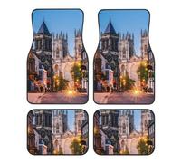 Vue de la cathédrale d'York en soirée, Paysage Urbain, Monument Historique, Rue d'Angleterre. Ensemble de Quatre Tapis de Sol pour Voiture, Comprenant des Tapis de Sol Avant et arrière, compatibles a