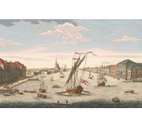 Vue de la rivière Neva à Saint-Pétersbourg en Russie 1756. Après une impression de Watts à partir d'un dessin de Bazopiomp. Colorisation ultérieure. Poster imprimé par Ken Welsh (19 x 12)