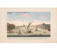 Vue de la rivière Neva à Saint-Pétersbourg en Russie 1756. Après une impression de Watts à partir d'un dessin de Bazopiomp. Colorisation ultérieure. Poster imprimé par Ken Welsh (21 x 13)
