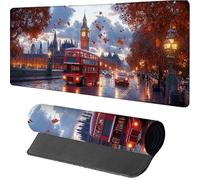 Vue De La Rue Tapis de Souris Gaming 600x300x3mm, Londres Tapis de Souris XXL, Sous Main Bureau, Mouse Pad avec Rubber Base, Accessoires Bureau, Mousepad avec Coutures sur Les Bords, pour Gamer A-9793