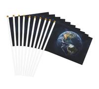 Vue de la Terre Imprimer Drapeau à main Pratique Drapeau polyvalent Mât Fêtes Défilés Décorations Vacances