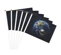 Vue de la Terre Imprimer Drapeau à main Pratique Drapeau polyvalent Mât Fêtes Défilés Décorations Vacances