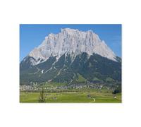 Vue de Lermoos sur Ehrwald et Le Zugspitze, Tyrol, Autriche，Adultes Puzzle 1000 Pièces pour Adolescents Adultes Jeux De Casse-tête Amusants Puzzle en Bois（75x50cm）-N33