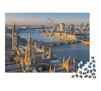 Vue de Londres Skyline Puzzle 1000 Pièces avec Emboîtement Parfait, Puzzle d'art défi Entre Amis pour Un Tableau À Encadrer, Superbe Idée Cadeau 38x26cm/1000pcs