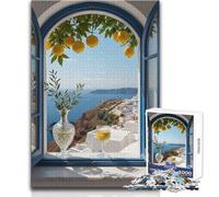 Vue de Santorin par Une fenêtre Ouverte - Puzzle de 1000 pièces pour Adolescents - Jeu de développement de la logique pour des Moments précieux - Dimensions:50x75cm