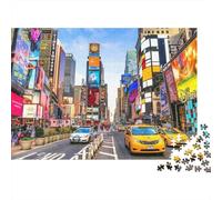 Vue de Times Square Street - Puzzle de 1000 pièces en Carton 100% recyclé représentant Times Square et Ses Rues - Idéal pour Le développement cérébral des Adultes et des Enfants - 70 x 50 cm