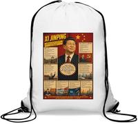 Vue d'ensemble du sac de gym de leadership national chinois décontracté sac à cordon blanc